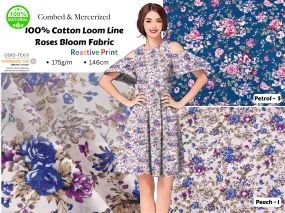 100% Cotton Loom Line Roses Bloom Fabric - 3099