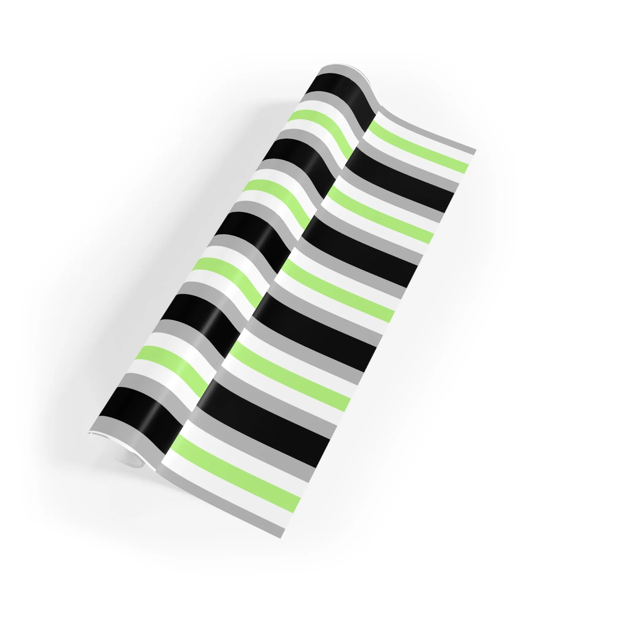 Agender Pride Gift Wrapping Paper Roll - Black, Green & White