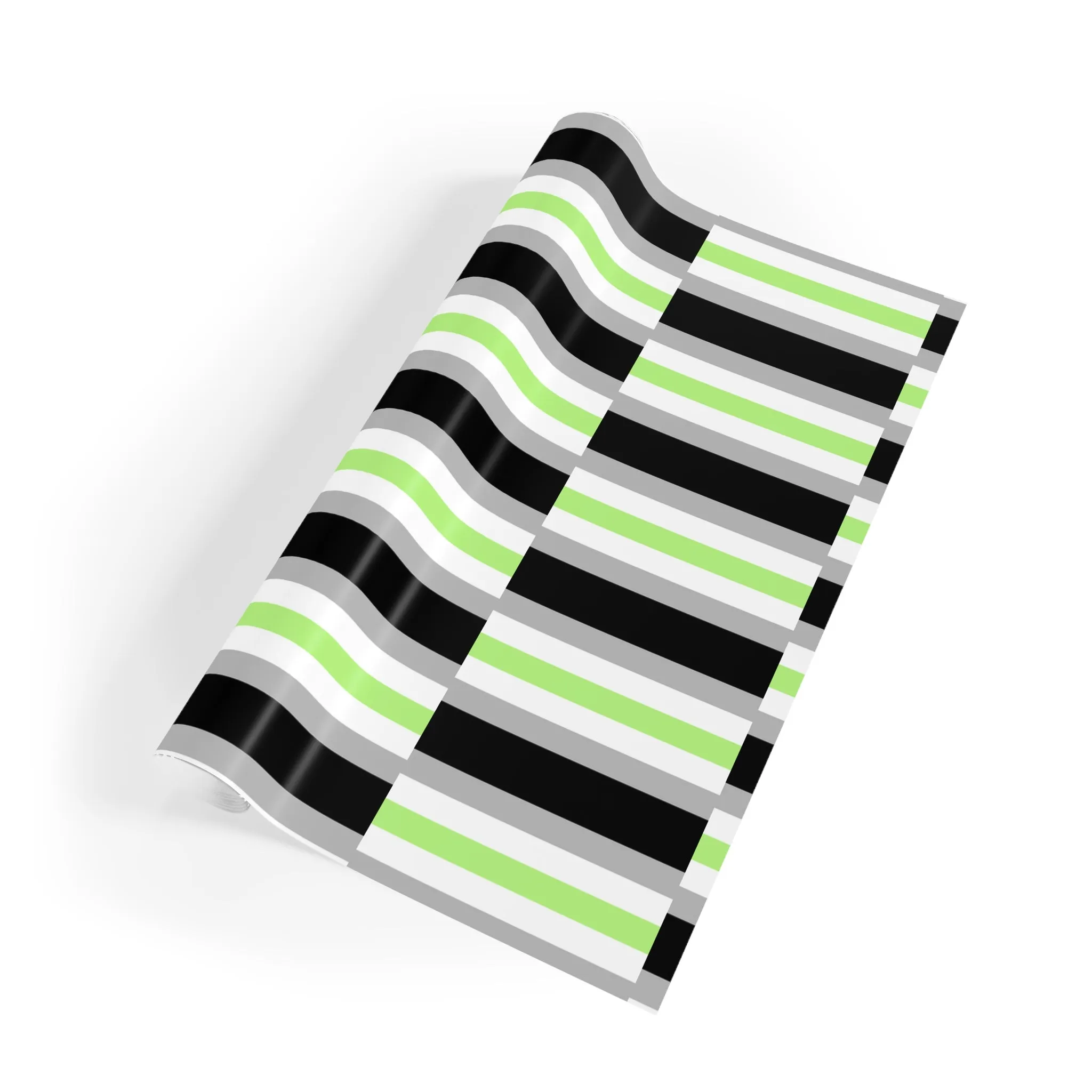 Agender Pride Gift Wrapping Paper Roll - Black, Green & White