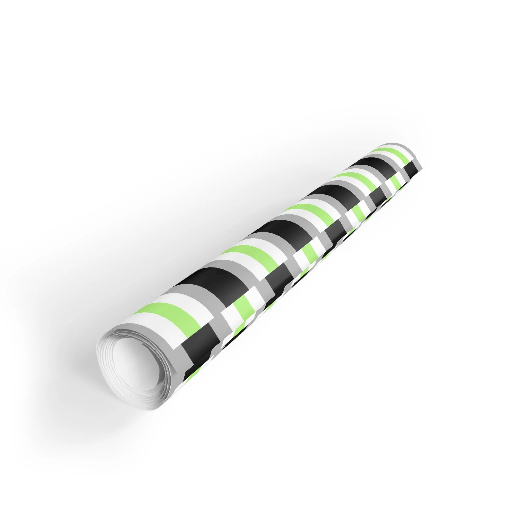 Agender Pride Gift Wrapping Paper Roll - Black, Green & White