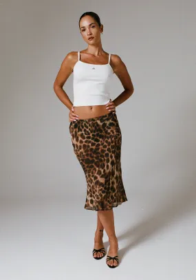 AISHA BIAS MIDI SKIRT LEOPARD