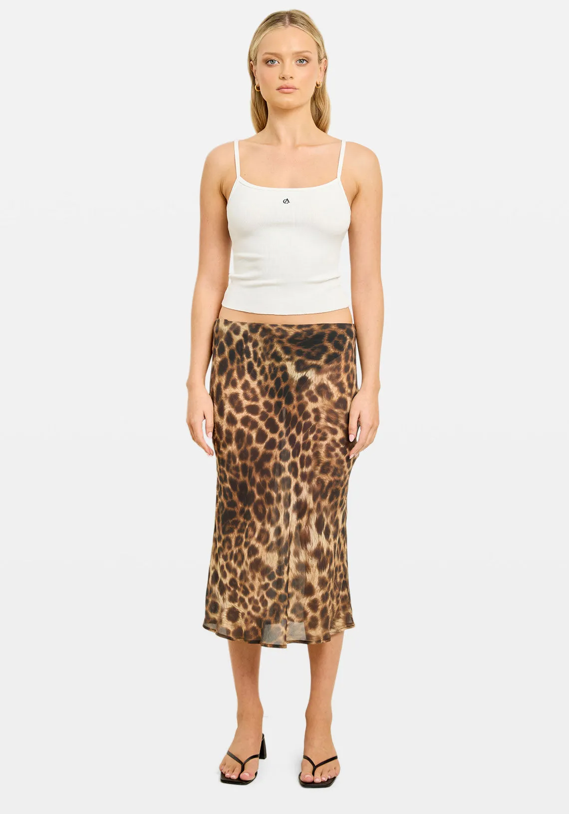 AISHA BIAS MIDI SKIRT LEOPARD