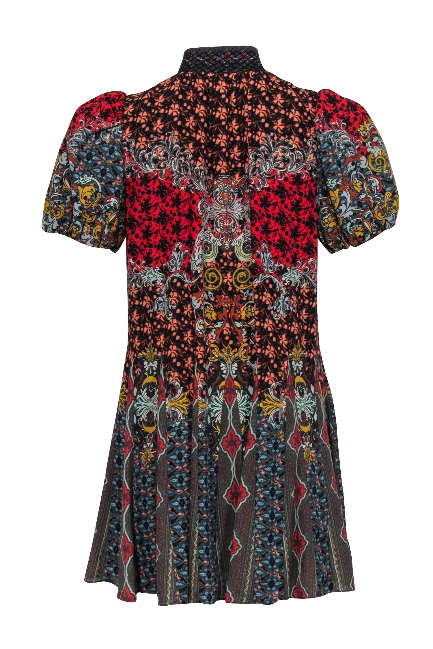 Alice & Olivia - Blue, Red, & Yellow Paisley Print Mini Dress Sz 4