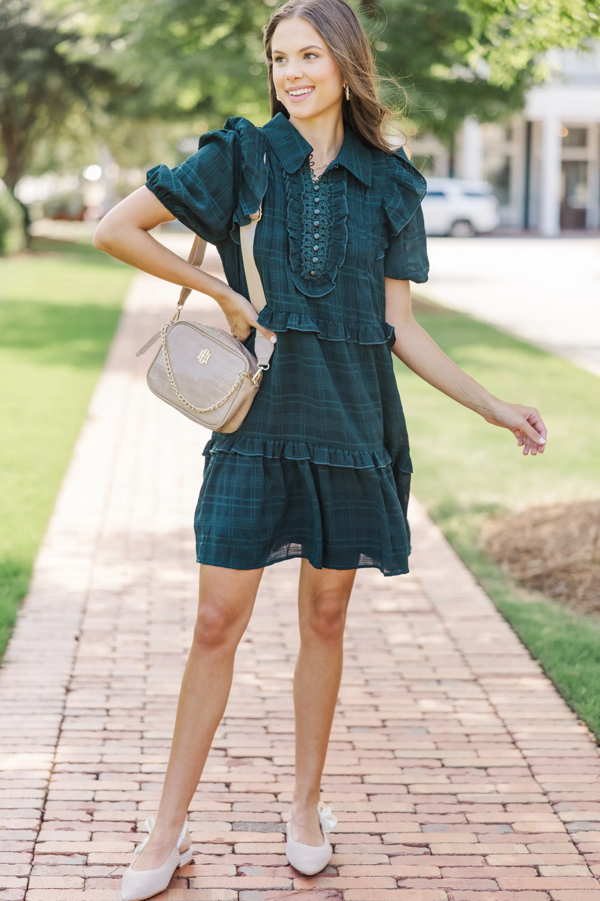 All The Very Best Emerald Green Ruffled Dress