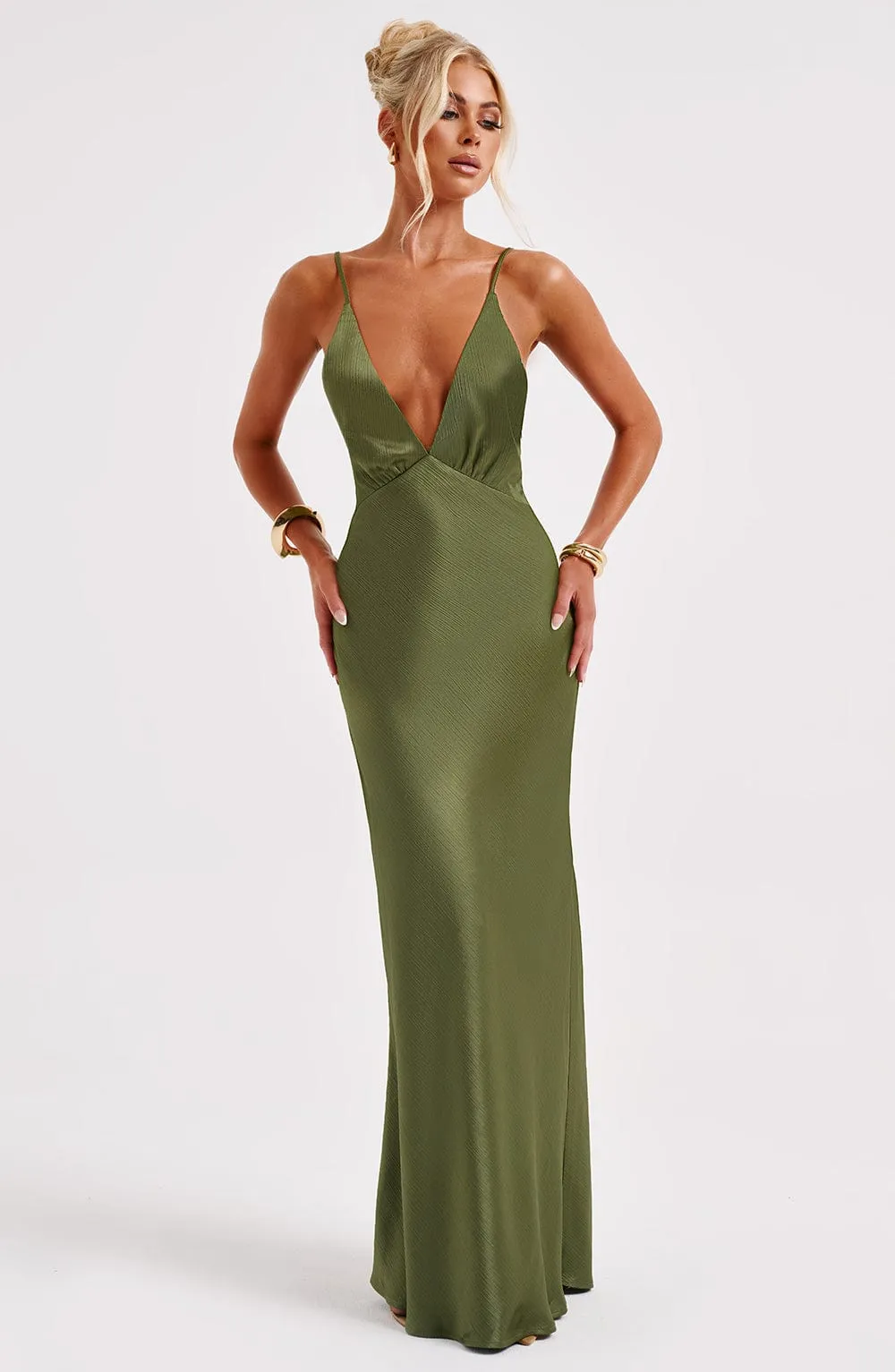 Anja Maxi Graceful Dress - Khaki