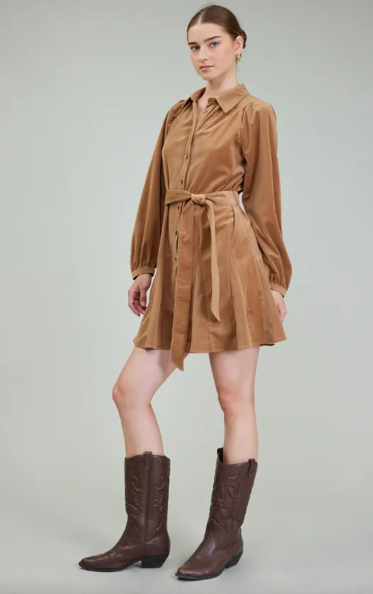 Annalise Carmel Corduroy Mini Dress