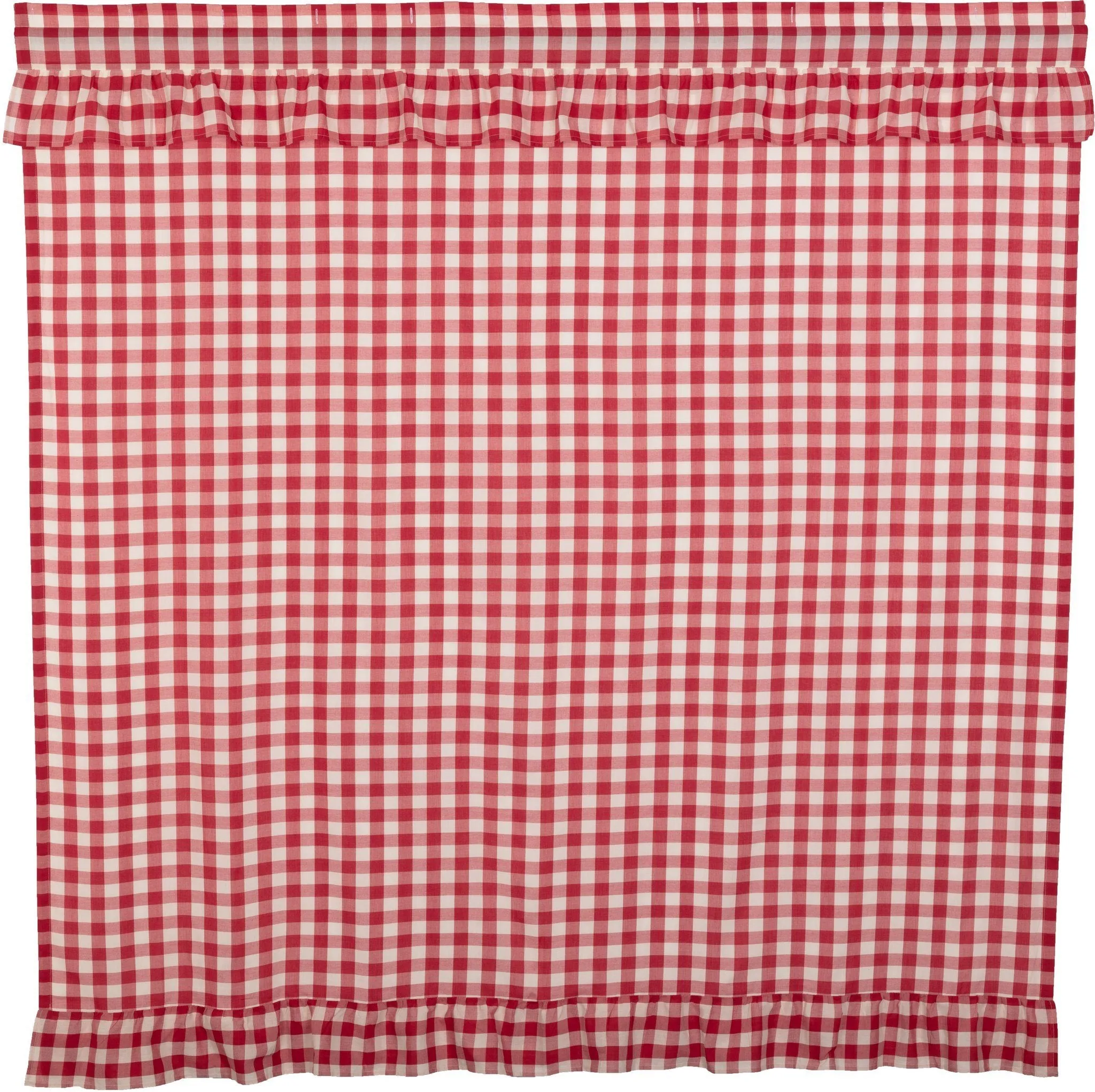 Annie Buffalo Check Red Ruffled Lined Shower Curtain