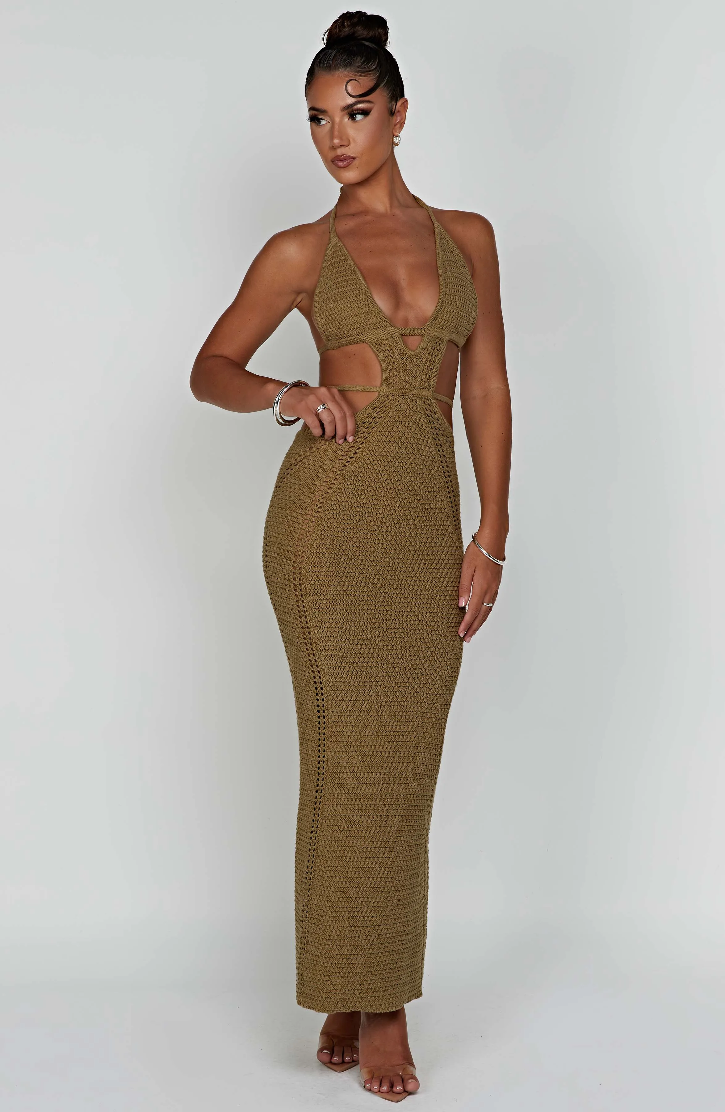 Arabella Maxi Graceful Dress - Khaki