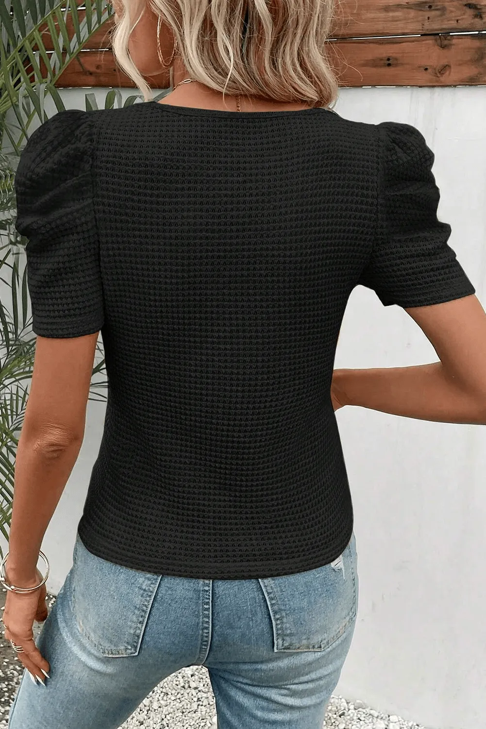 Basic Black Top with Sheer Detail