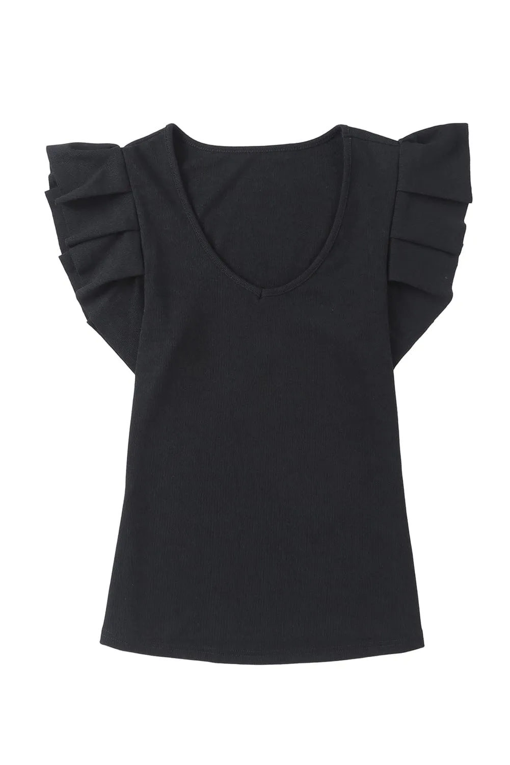 Basic Black Top with Sheer Detail