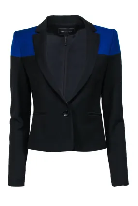 BCBG Max Azria - Black & Blue Fitted Cropped Blazer Sz XS