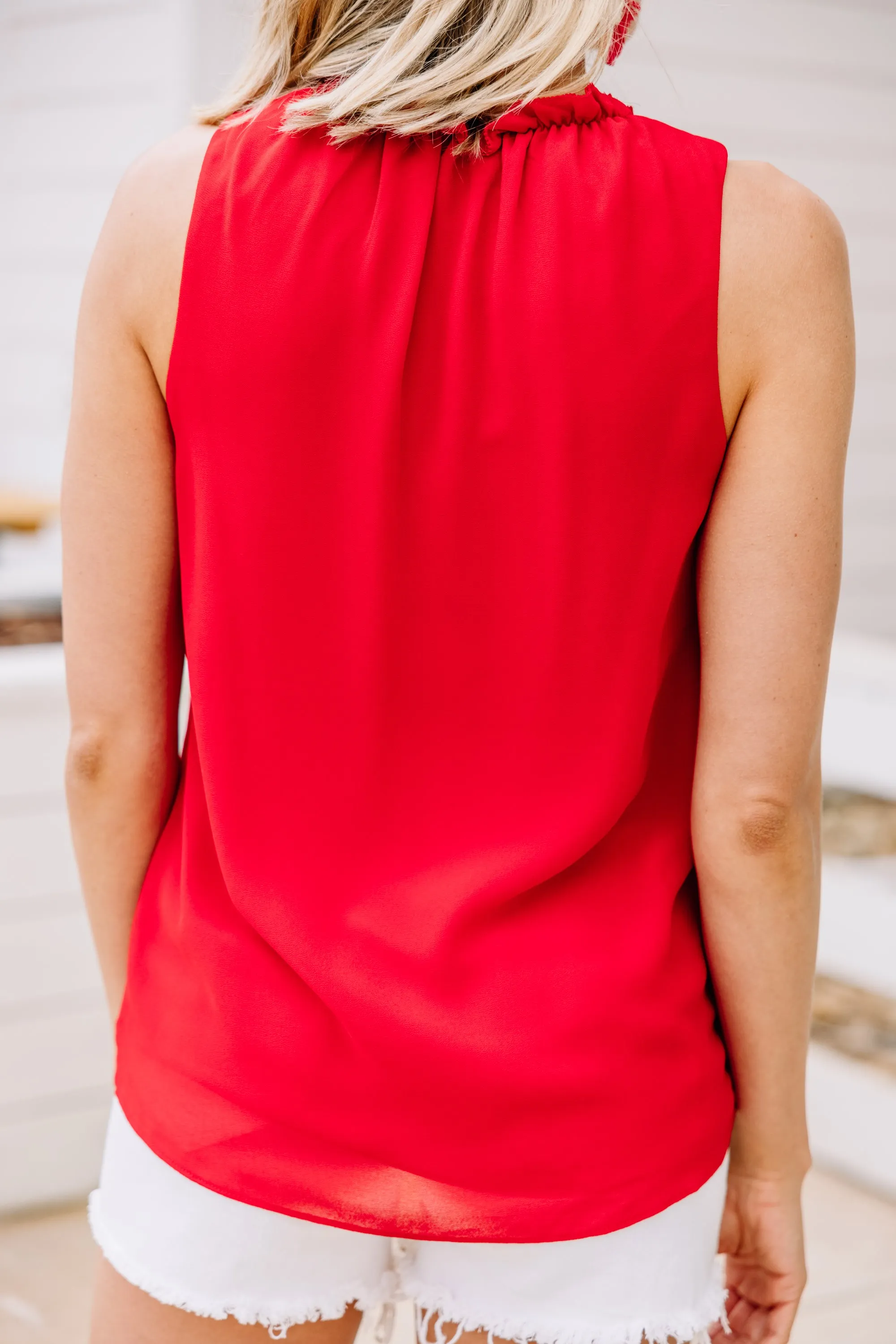 Be The One Red Ruffled Tank