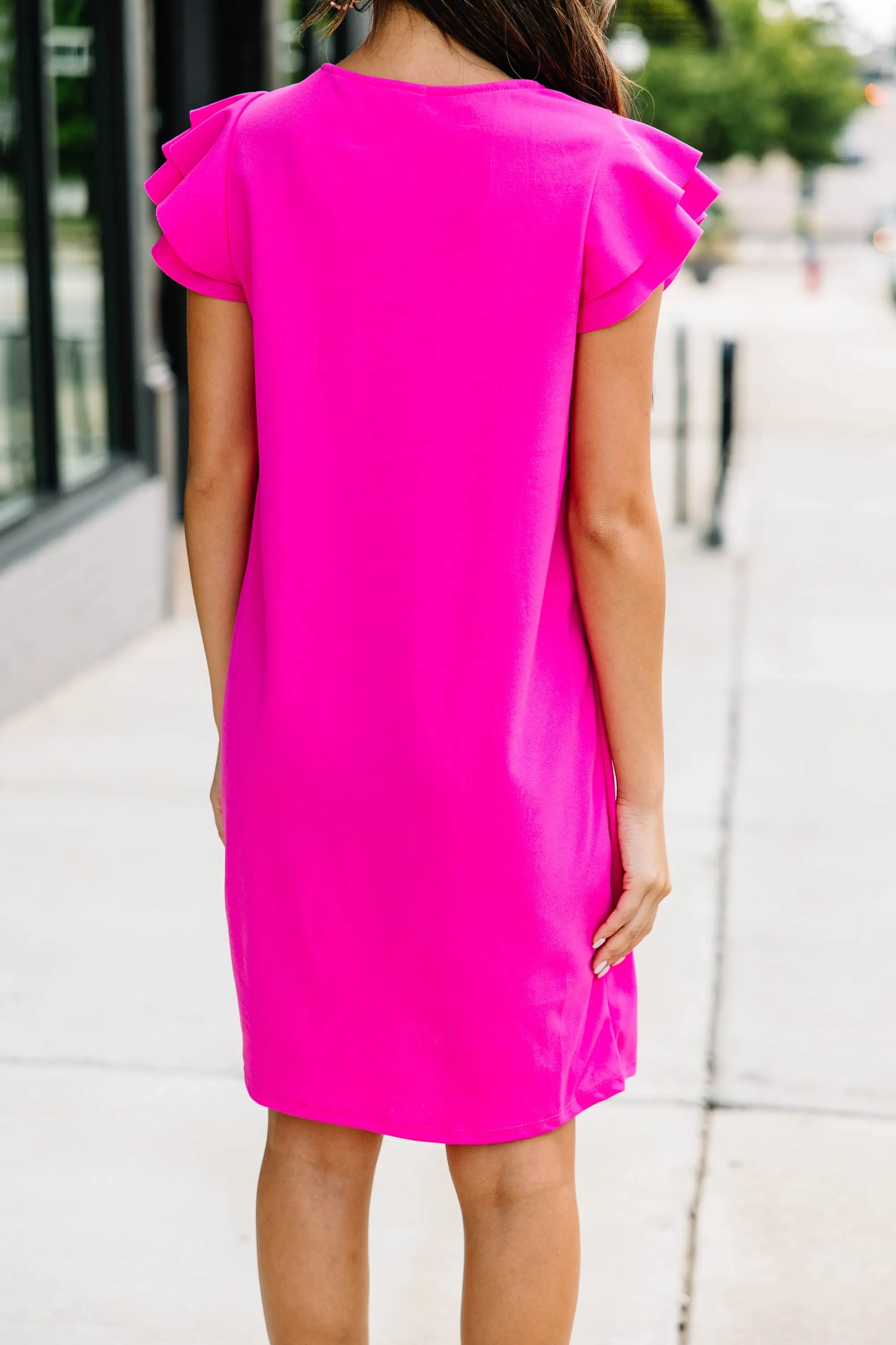 Beauty Bound Magenta Purple Ruffled Sleeve Dress