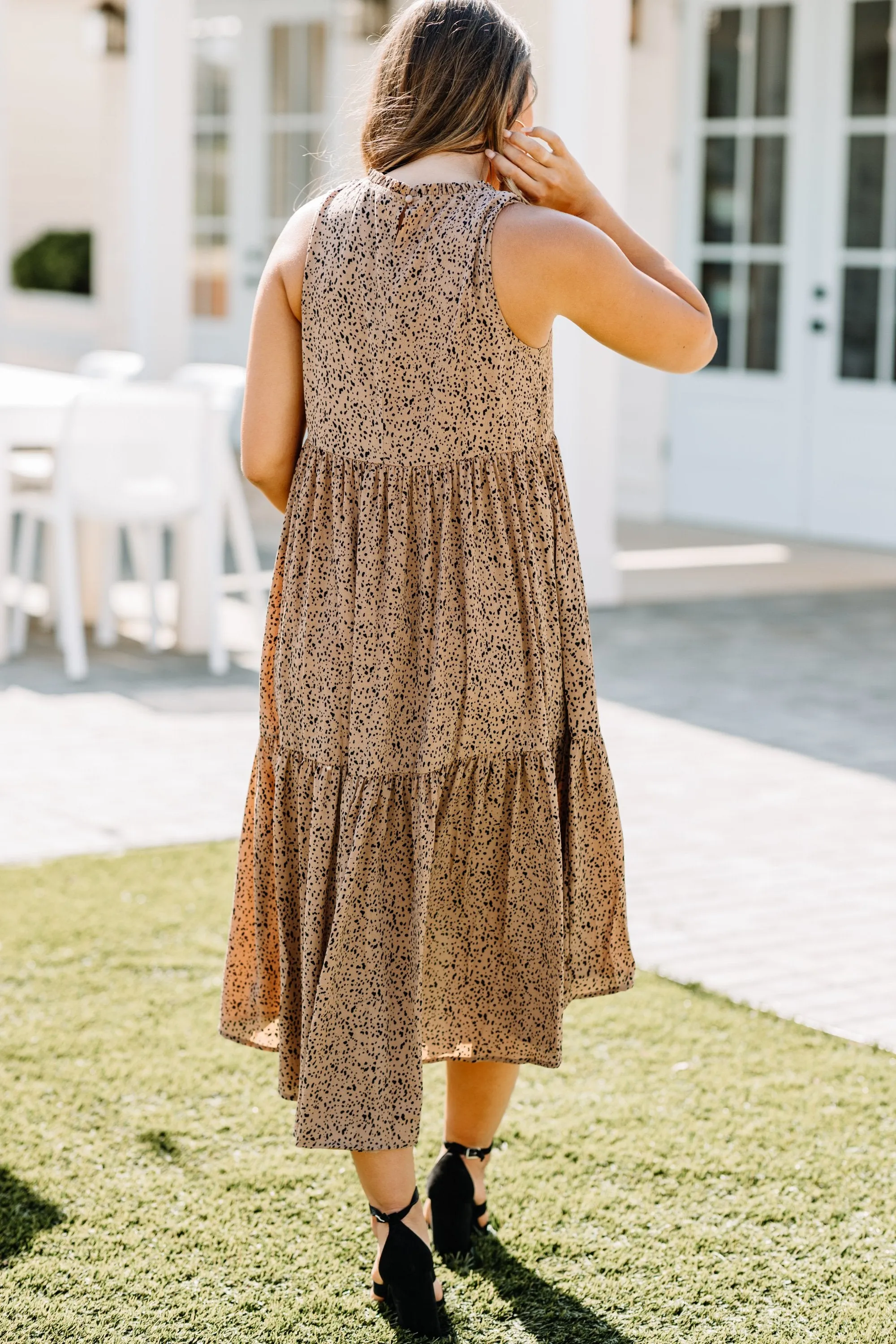 Being Yourself Mocha Brown Leopard Midi Dress