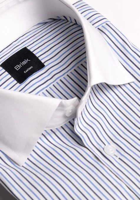 Black & Blue Pencil Stripes Shirt - White Cut Away Classic Collar