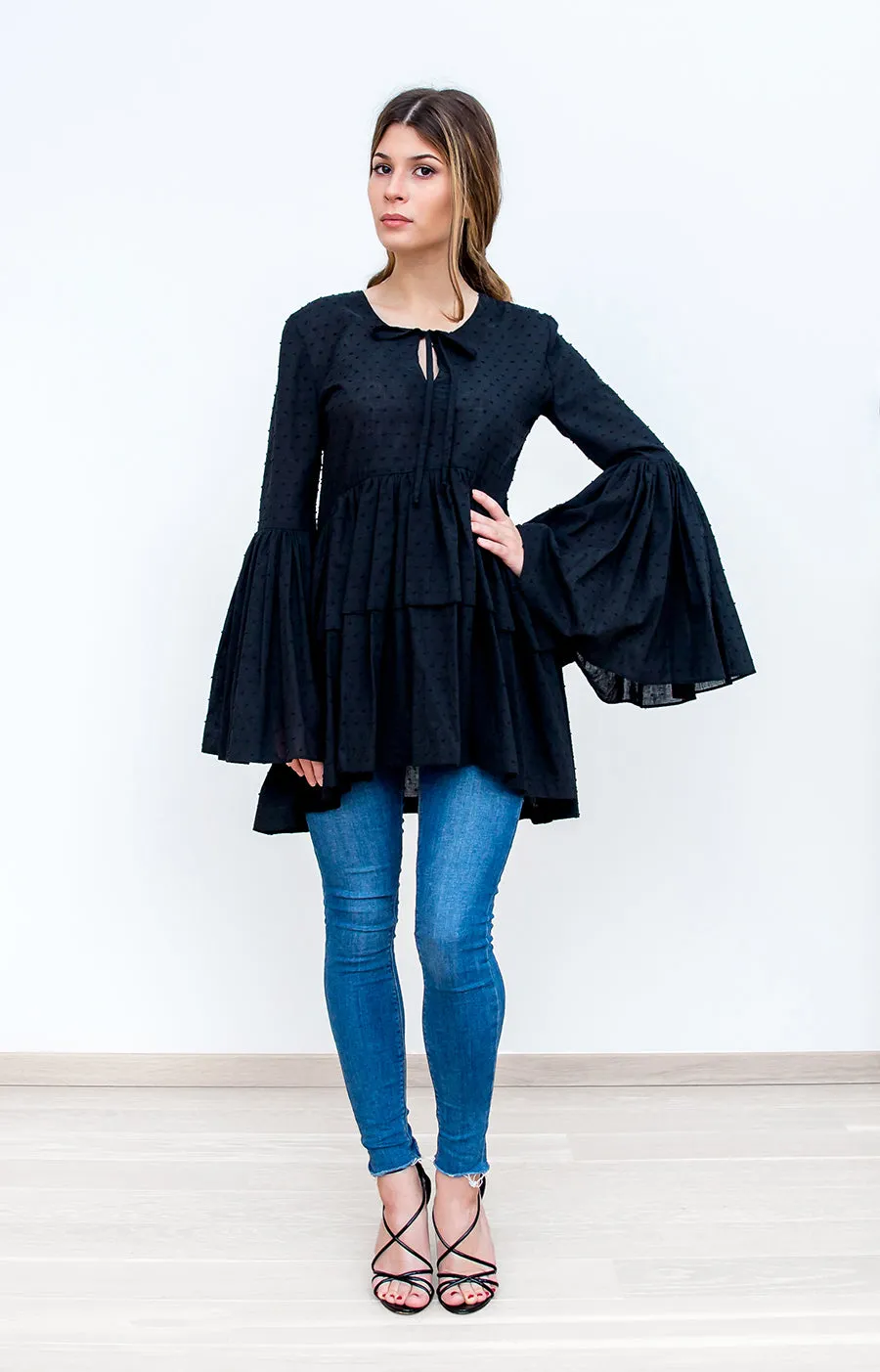 Black Ruffled Top