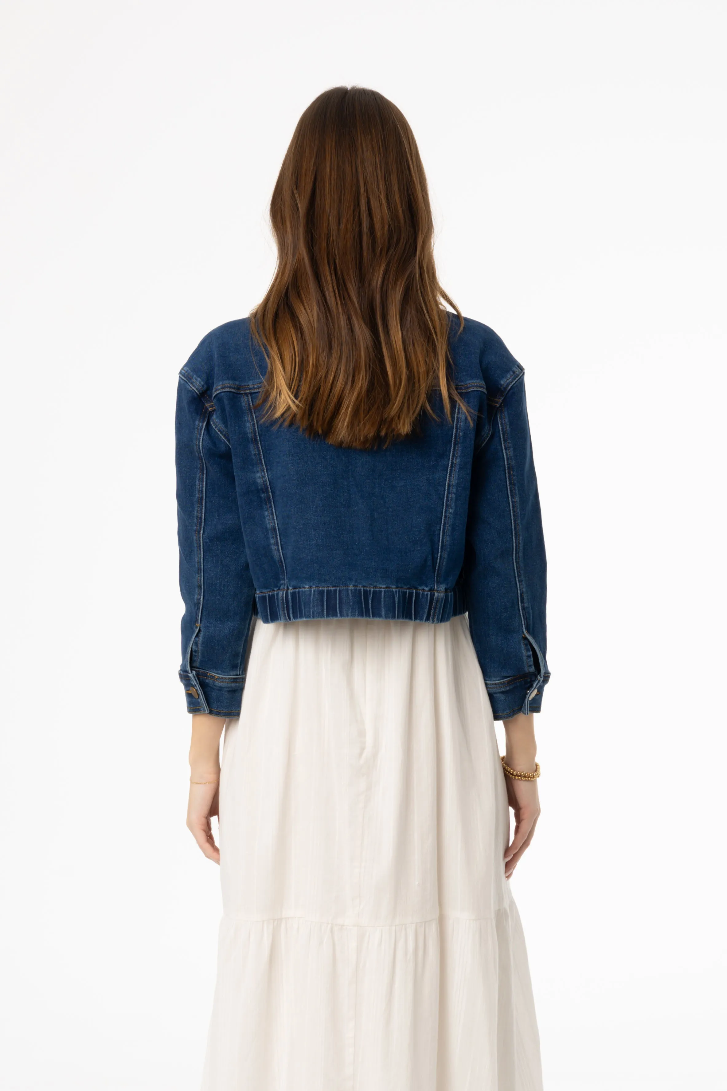 Blue Denim Cropped Jacket