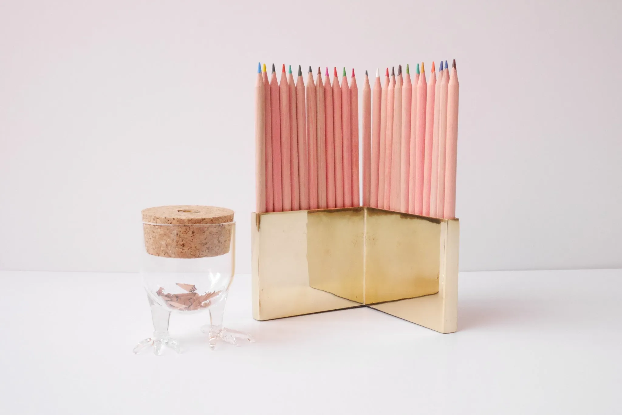 Brass colored pencil holder