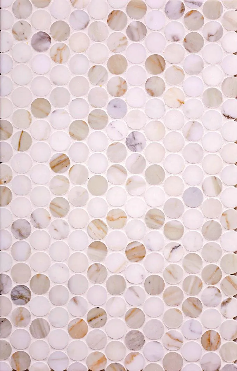 Calacatta Gold Marble 1.2" Penny Tile Polished