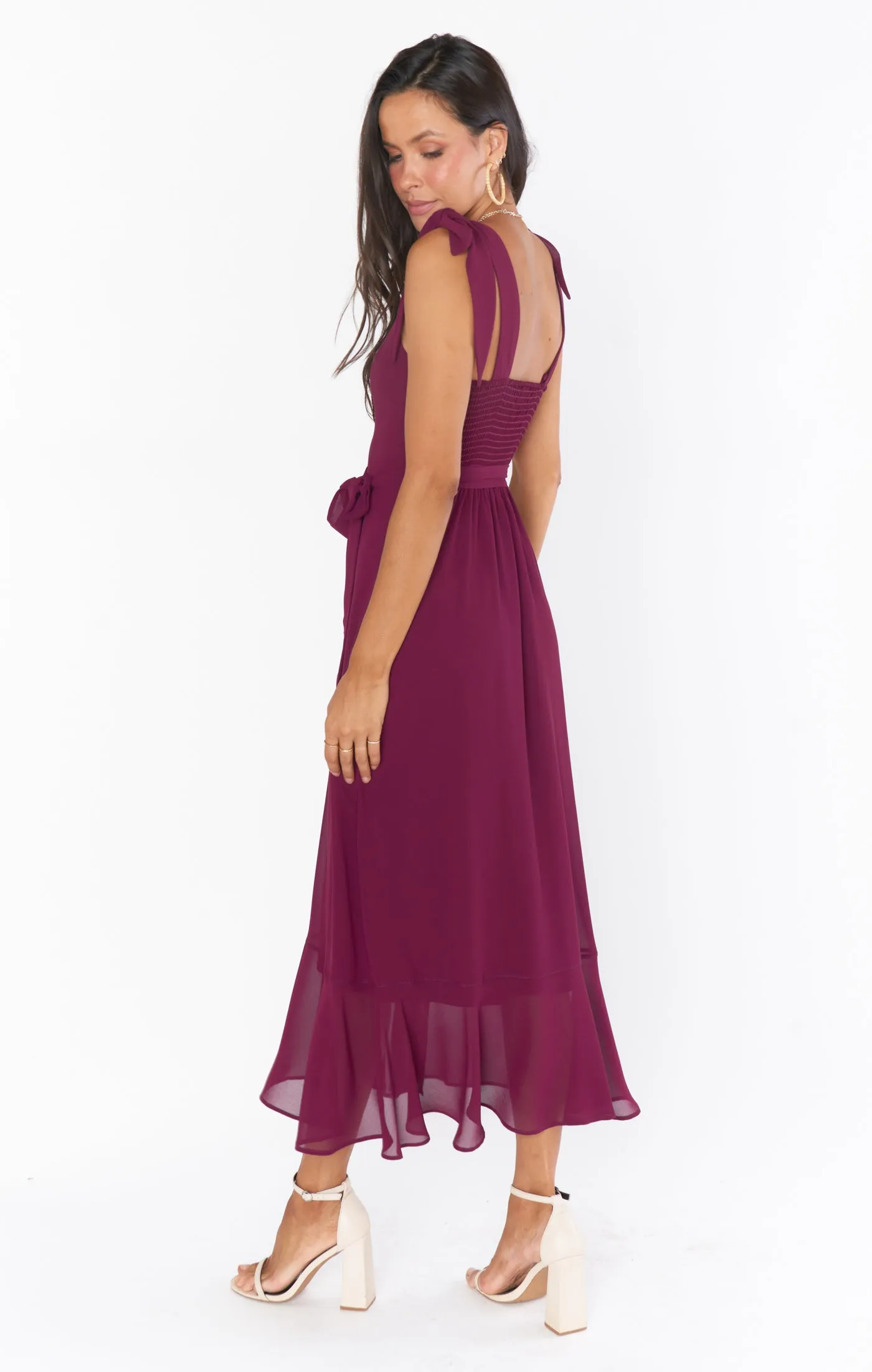 Claire Midi Dress ~ Merlot Chiffon