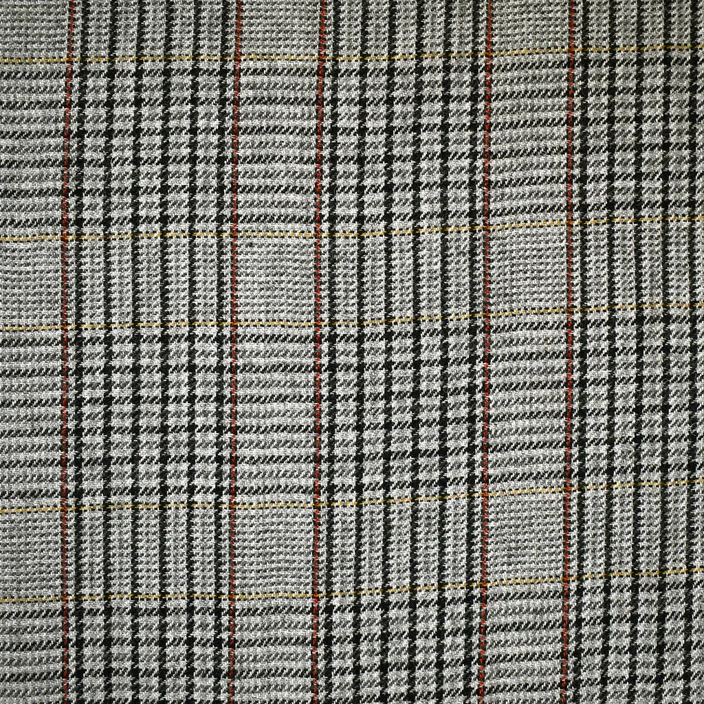 Classic Houndstooth Plaid Worsted Wool Grey/Black