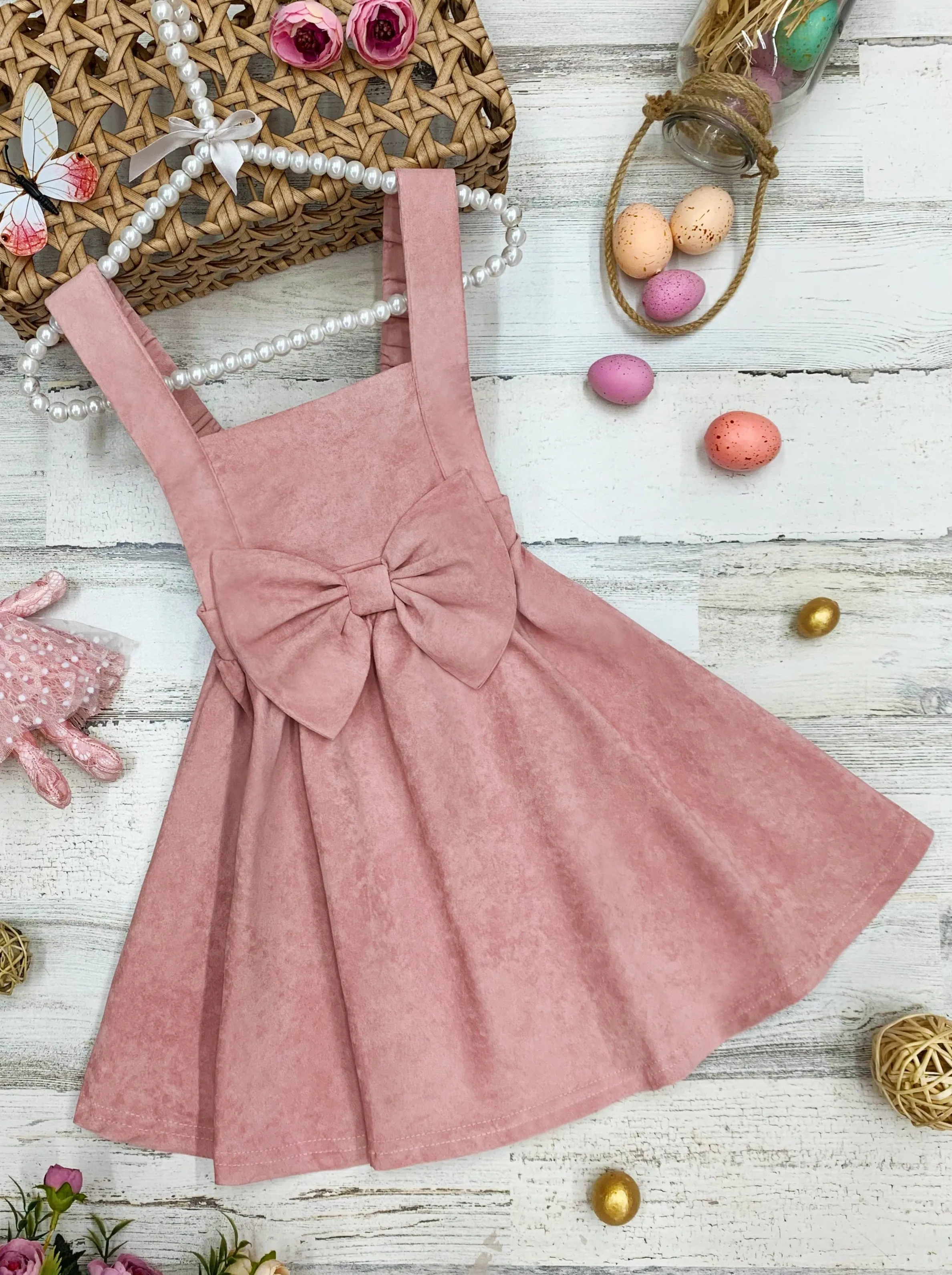 Classy And Fabulous Suede Pinafore Dress