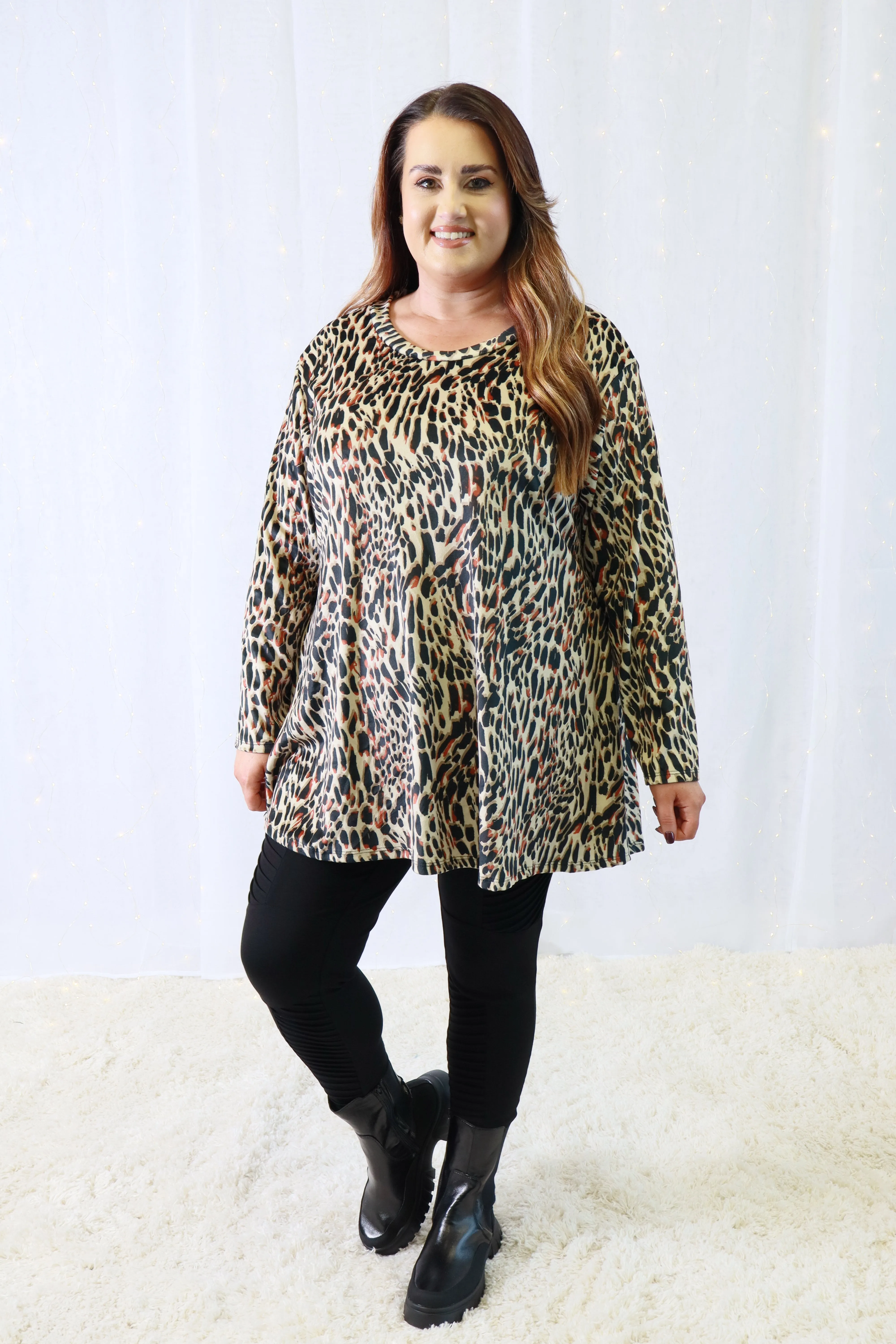 Claudia Blouse in Black and Cream Leopard