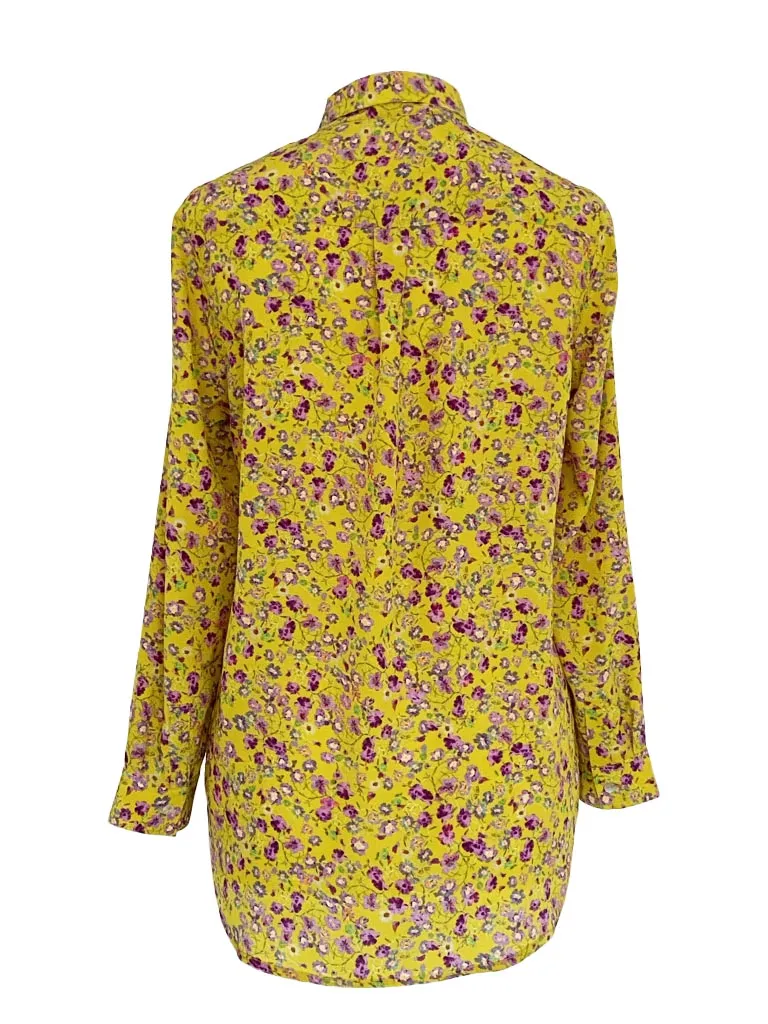 Concordia Violets Lime Silk Crepe de Chine Classic Shirt