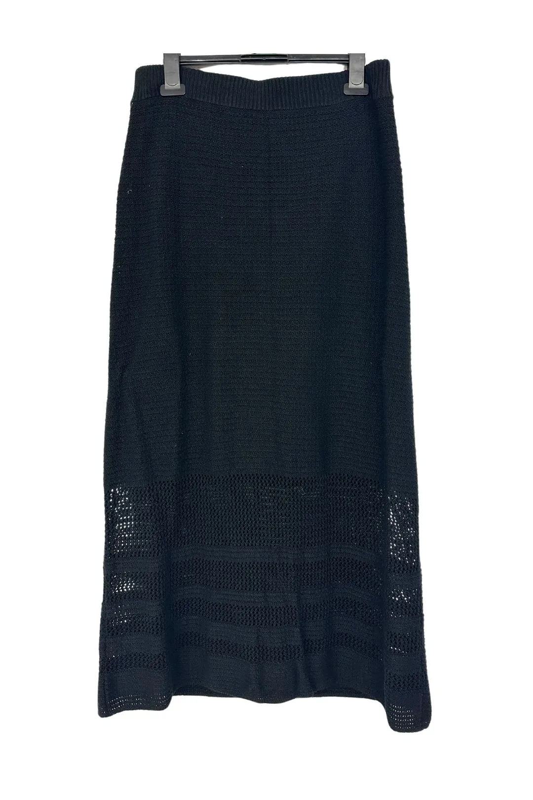 Crochet Midi Skirt in Black