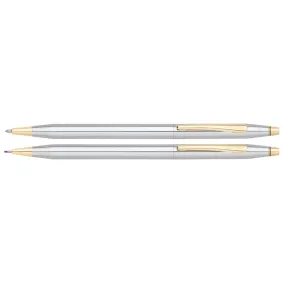 Cross Classic Century Medalist Chrome 23Kt Gold Plated Ballpoint Pen and 0.7mm Pencil Set