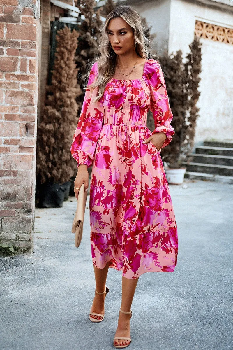 Elegant Flora Midi Dress