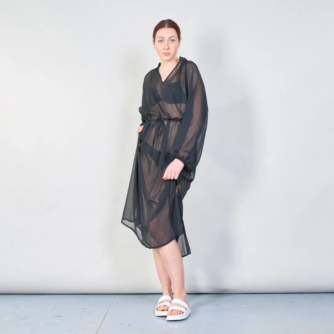 Elegant sheer long-sleeve maxi dress wholesale