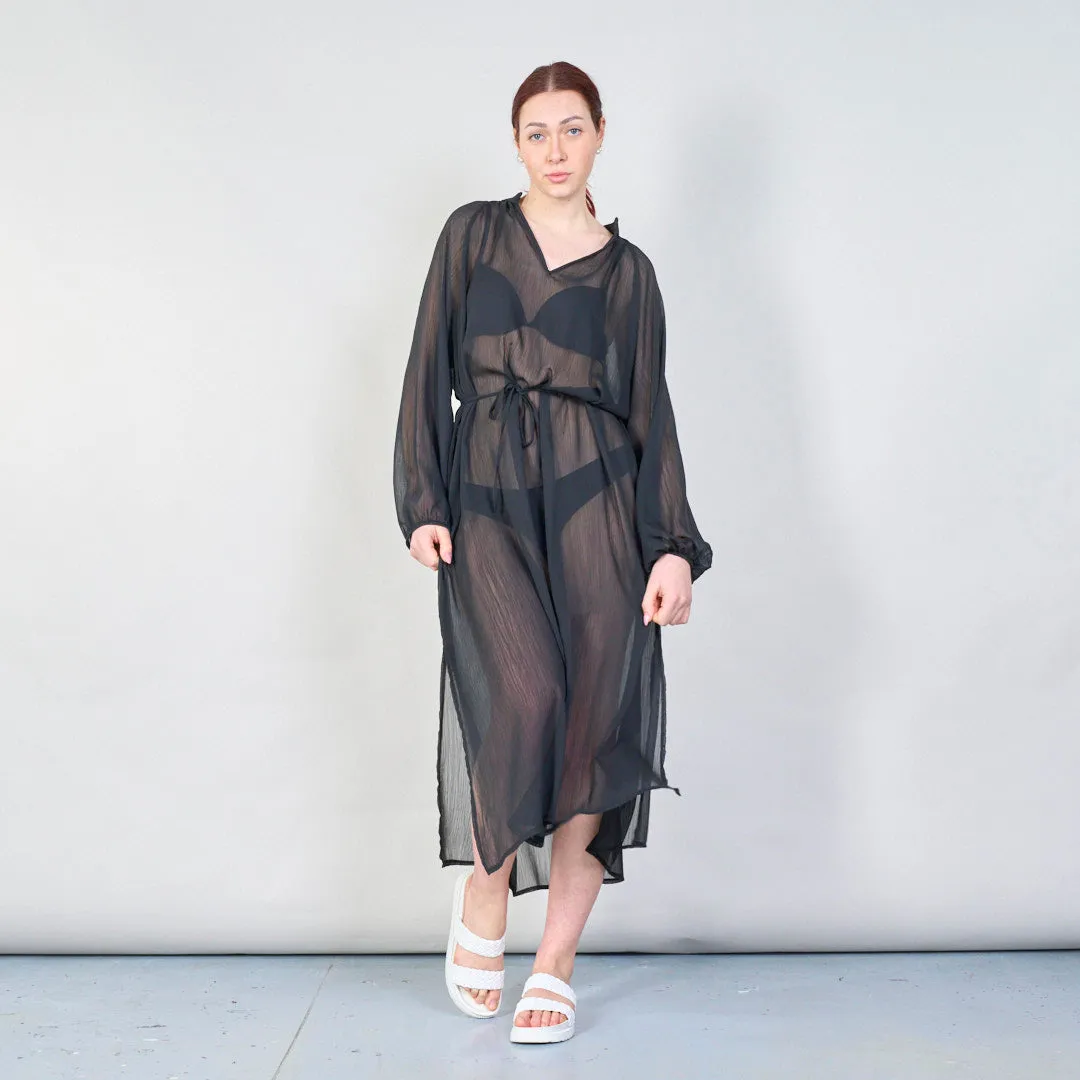 Elegant sheer long-sleeve maxi dress wholesale