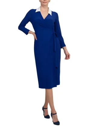 Evan Picone Women's 3/4 Sleeve Midi Wrap Dress