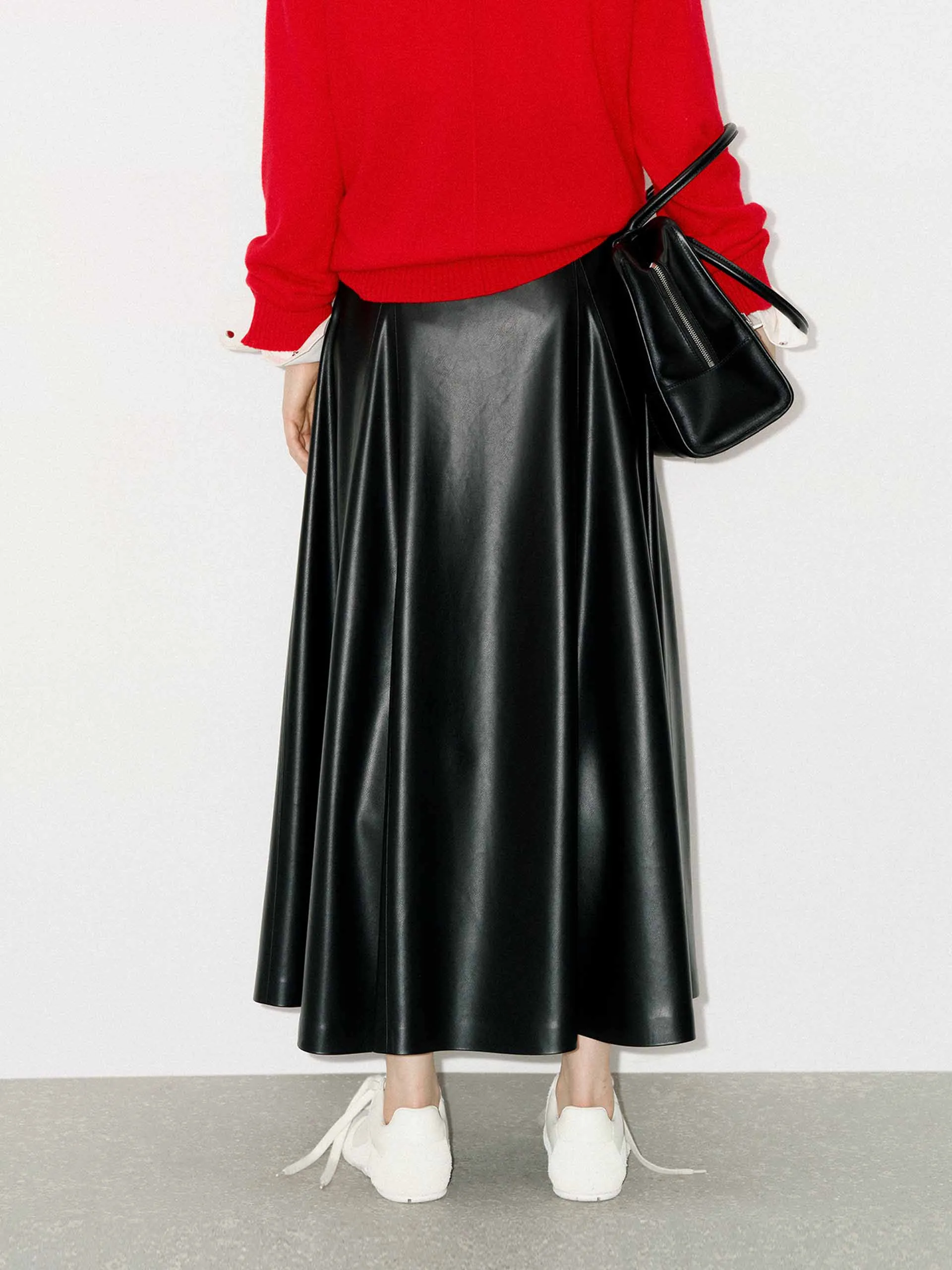 Faux Leather Midi Skirt