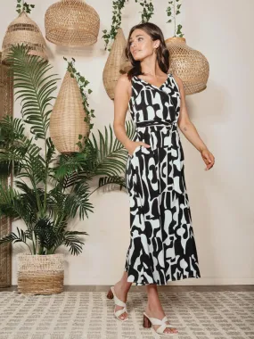 Faux Wrap Monochrome Dress