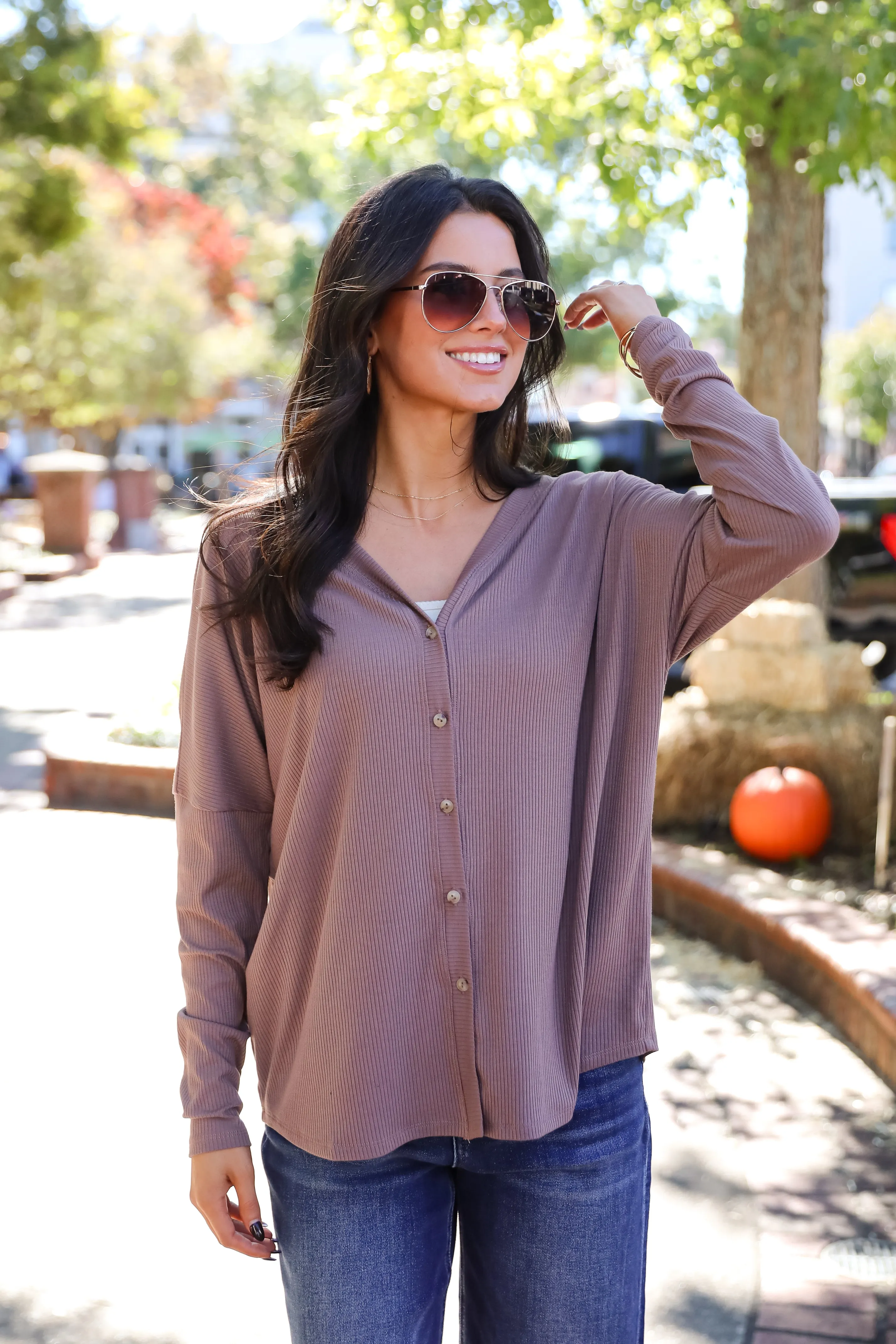 FINAL SALE - Cozy Classic Ribbed Knit Button Front Top