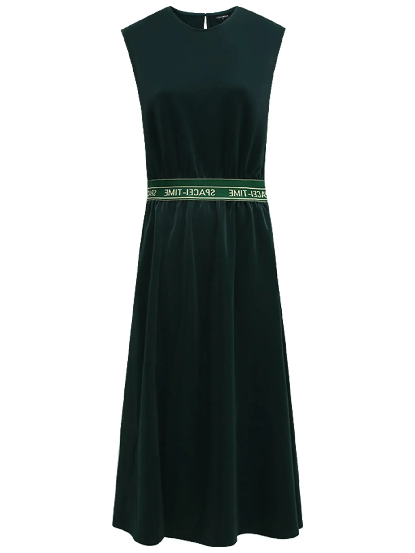 Floor Length Liquid Green Dress with Capped Sleeves