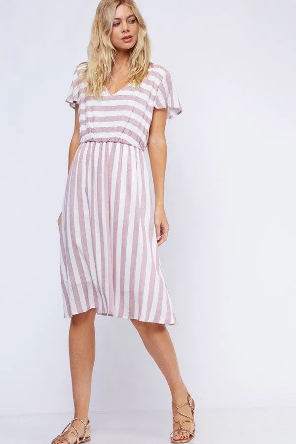 Gabriella Flowy Midi Dress in Stripe