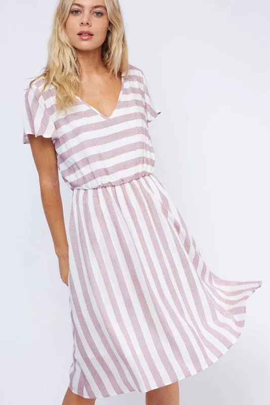 Gabriella Flowy Midi Dress in Stripe