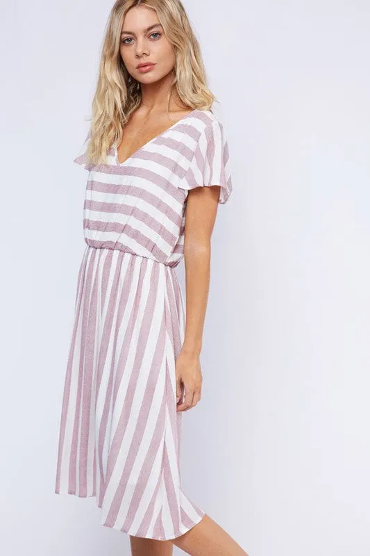 Gabriella Flowy Midi Dress in Stripe