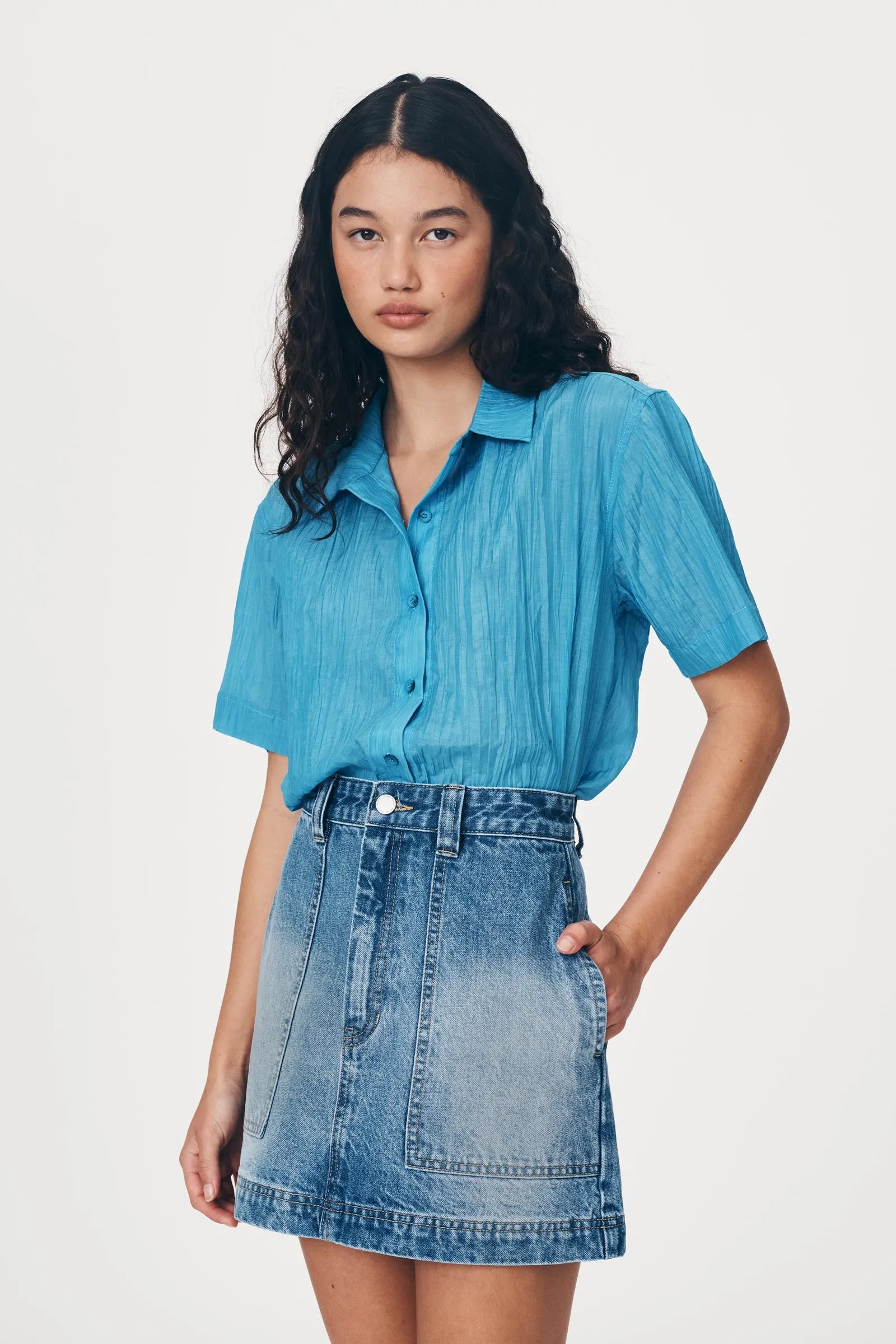 Georgia Denim Mini Skirt - Classic Wash