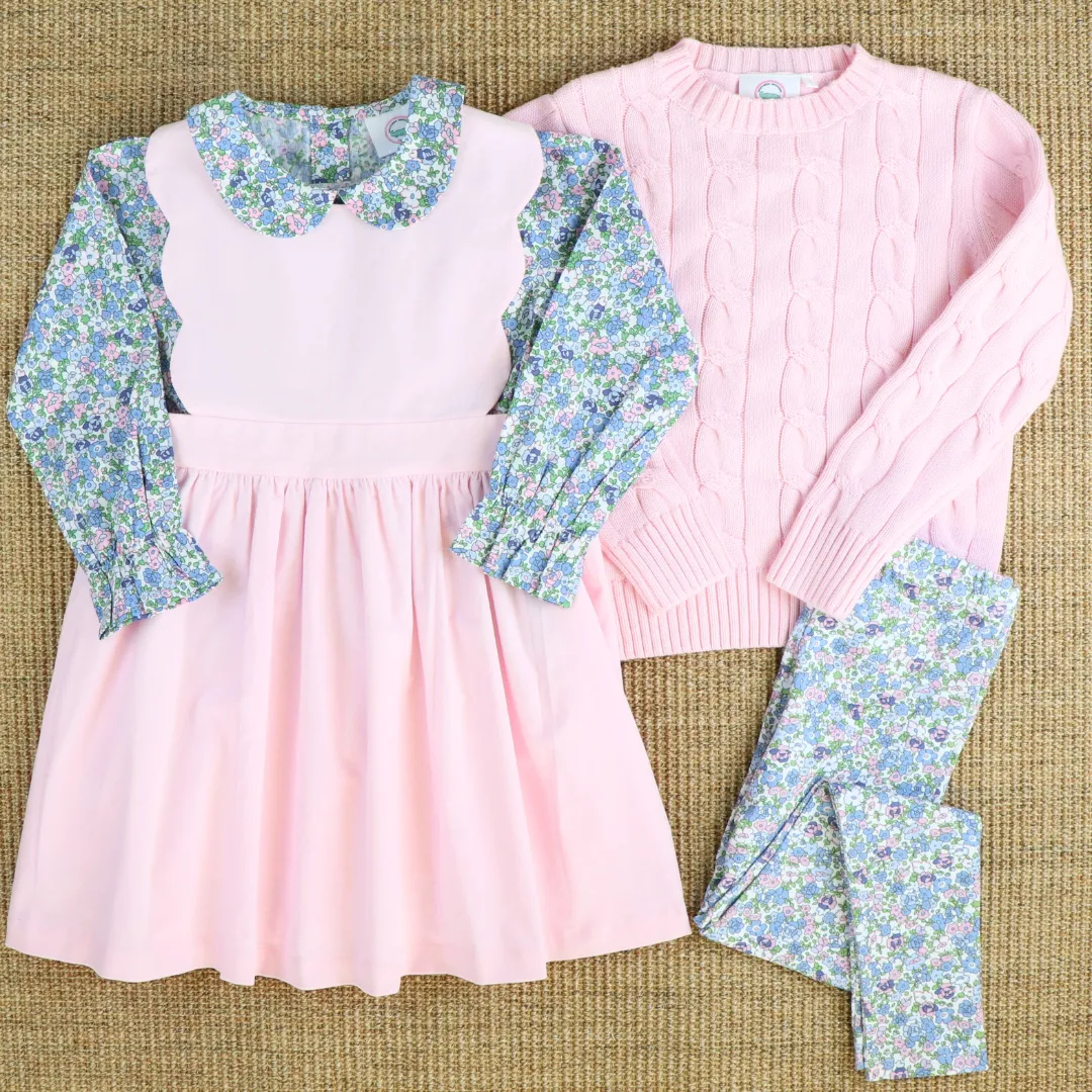 Girls Classic L/S Blouse - Pink & Blue Floral