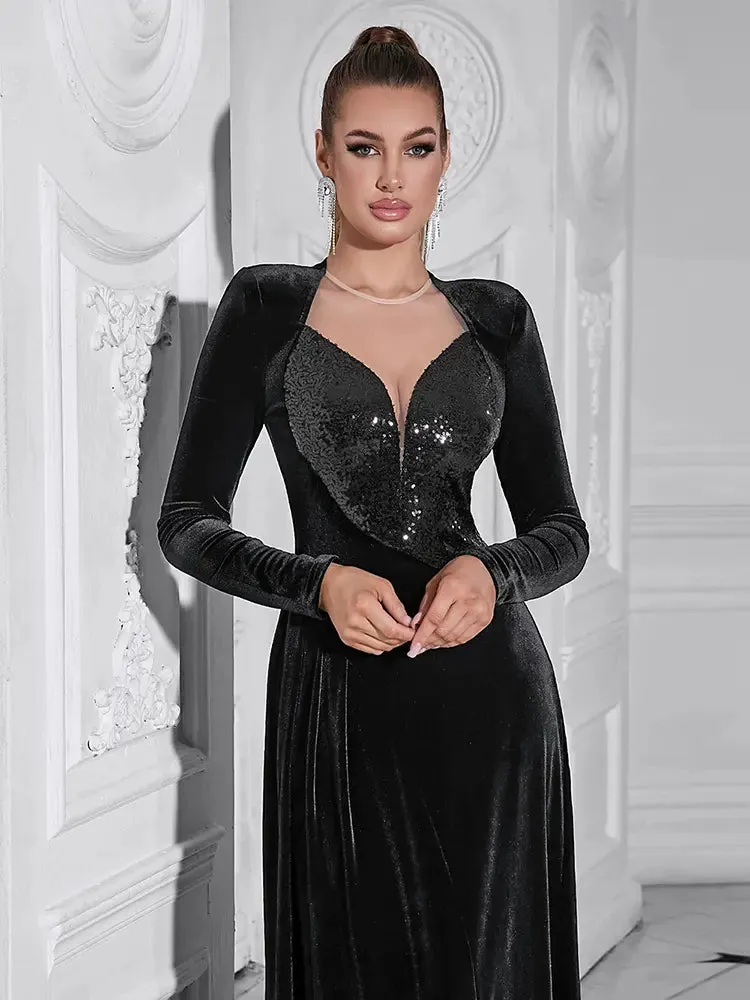 Graceful Long Sleeve Evening Gown