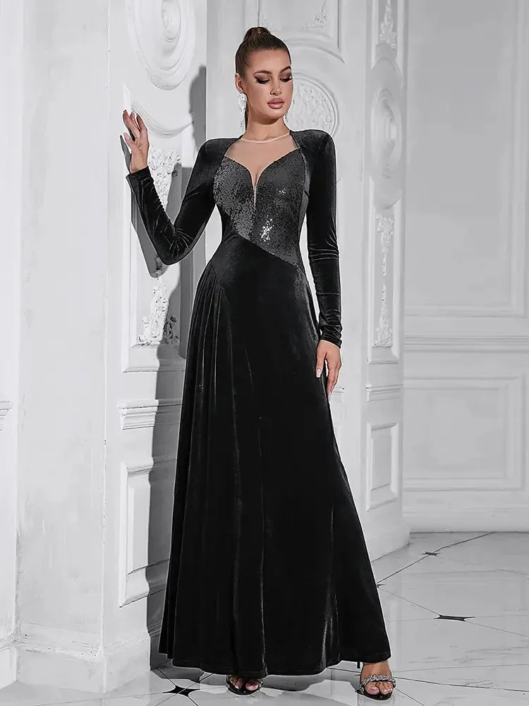 Graceful Long Sleeve Evening Gown