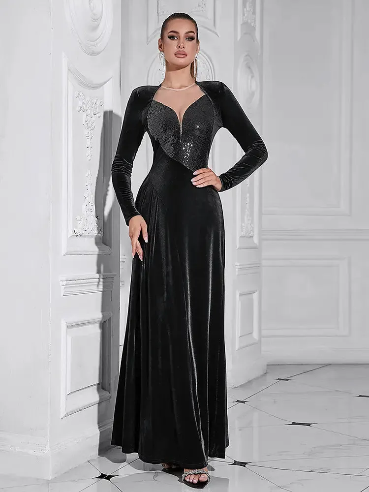 Graceful Long Sleeve Evening Gown