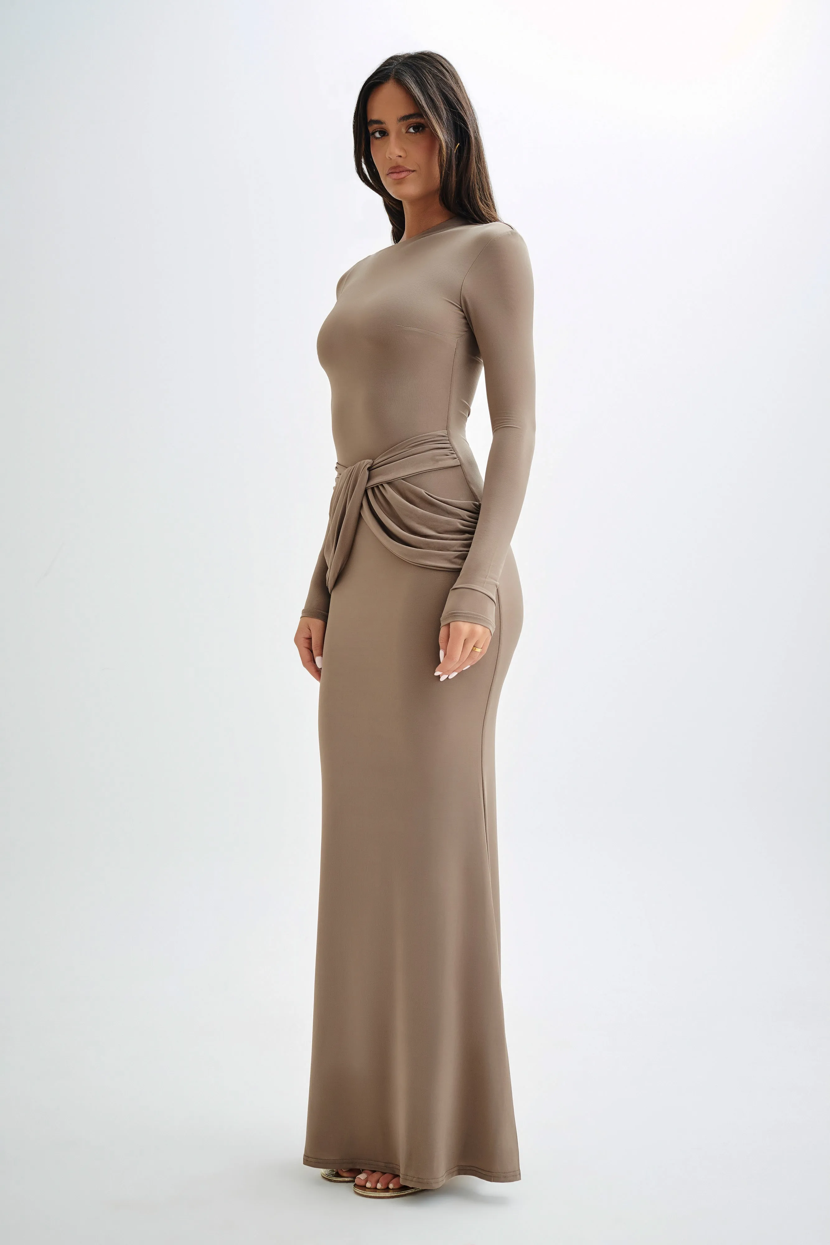 Halcyon Long Sleeve Slinky Maxi Dress - Coco