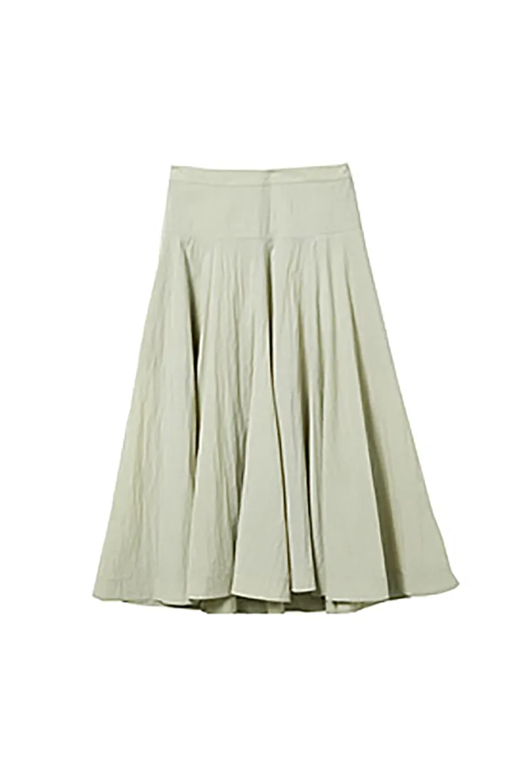 High-Waisted Tencel White Midi Skirt with Wide Waistband