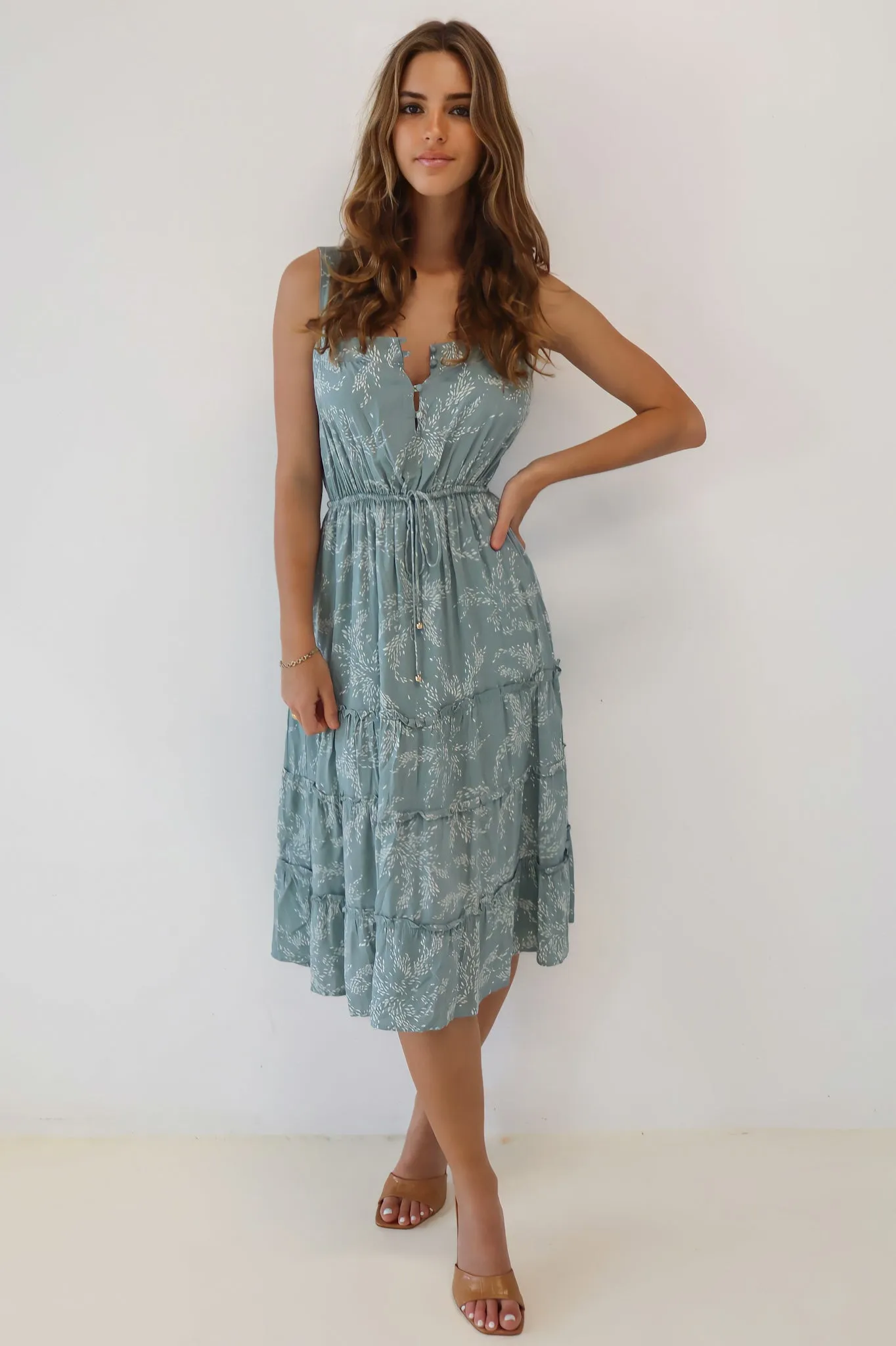 Ira Midi Dress - Sage Floral