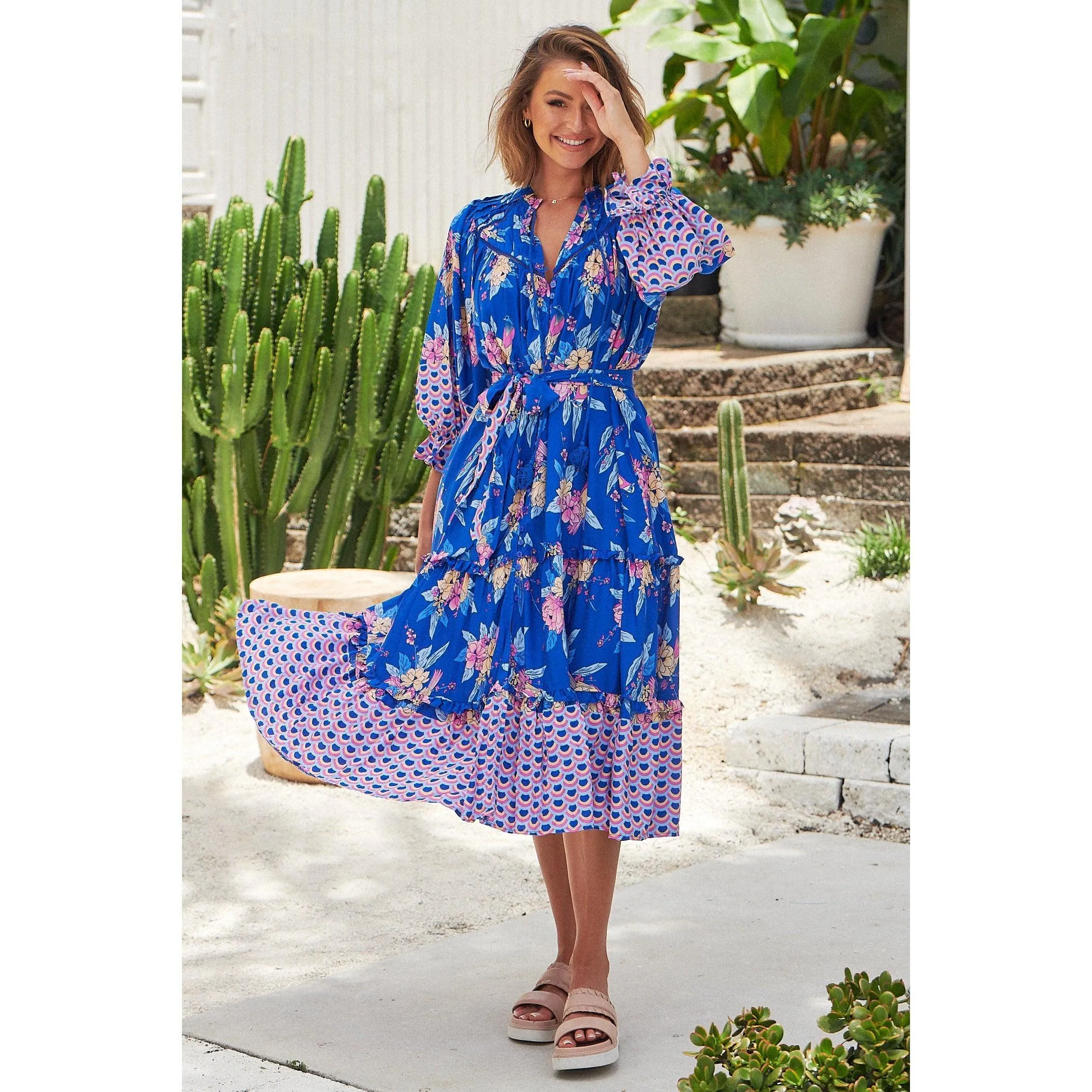 JAASE Seashore Print Briana Midi Dress